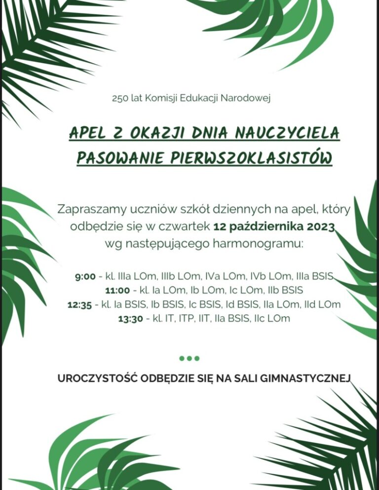 Apel z okazji DNIA EDUKACJI NARODOWEJ